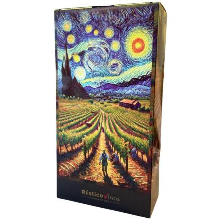 Estuche R�stico Van Gogh para 2 botellas x 750cc. Frente.